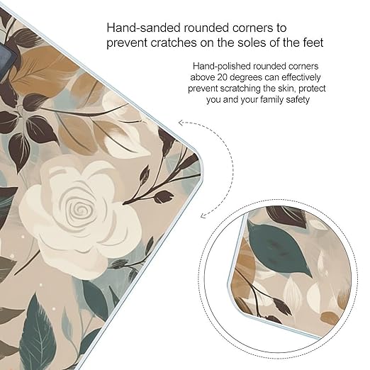Simple Floral Pattern Scale for Body Weight Anti-Slip Tempered Glass Digital Bathroom Scales Clear LCD Display Weighing Scale Safe Rounded Corners Smart Scales