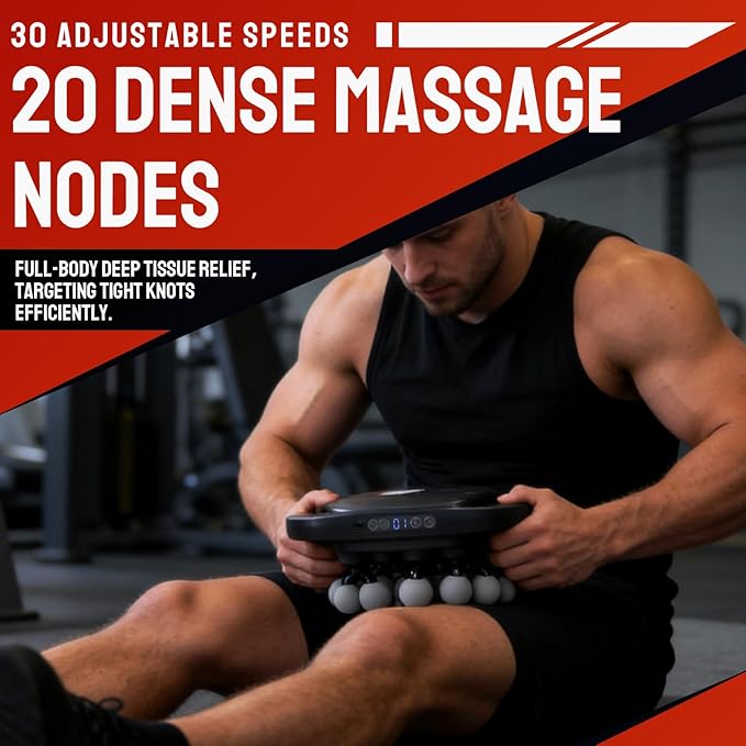 20 Head Massage Gun Deep Tissue Body Massage for Back Shoulders Neck Legs Foot Massage Gun deep Tissue Percussion Massager with 3 Modes &amp 30 Intensities Body Muscle Pain Relief(Grey)