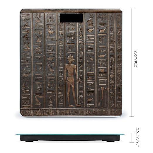 Ancient Egyptian Hieroglyph Scale for Body Weight Accurate Digital Bathroom Scale Toughened Glass High Precision Scales Smart Weight Scales with Large LCD Backlight Display Weighing Machine