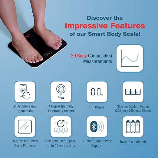 Smart Body Composition Scale &amp Smart Food Scale Combo Bluetooth Digital Bathroom Weight Scale with BMI Body Fat &amp Muscle + Nutrition Kitchen Scale for Calories &amp Macros
