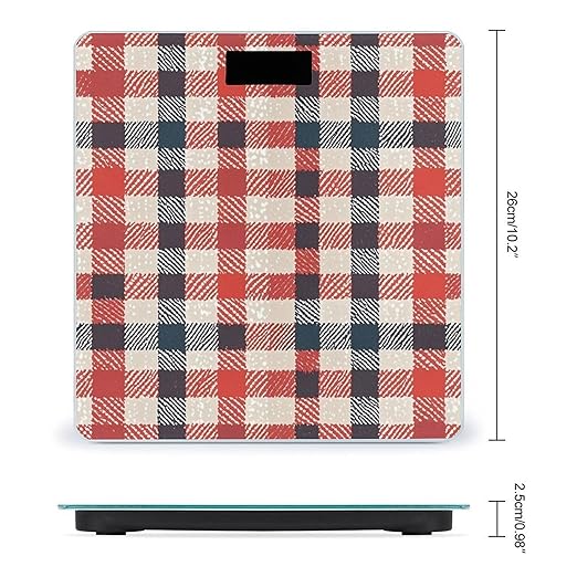 Red Plaid Scale for Body Weight Smart Scales Digital Bathroom Scale High Precision Weighing Scales with Large Display Weighing Machine for People