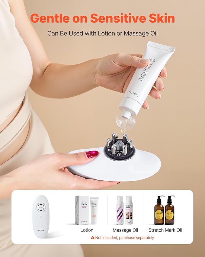 VEVOR Body Sculpting Machine 3-in-1 Electric Cellulite Massager with 3 Adjustable Functional Modes Skin Tightening Cupping Therapy Tool with 60 Min Wireless Use for Back Belly Waist Arms Legs