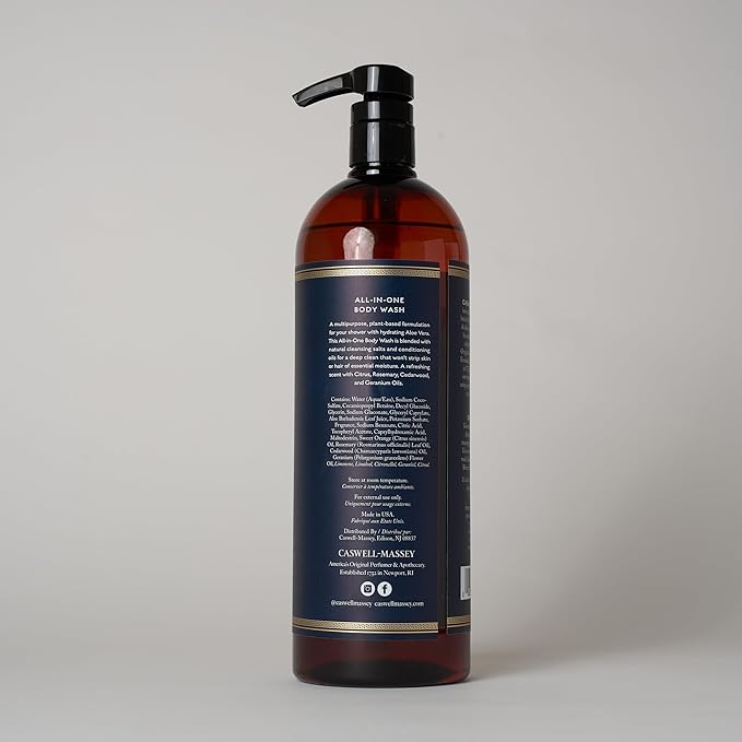 Caswell-Massey All-in-1 Body Wash Use as a Face Wash Beard Wash Shampoo Body Wash &amp Shave Gel Signature Heritage Soap for Men Made in USA 32 Fl Oz