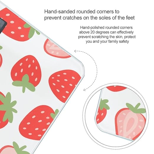 Red Strawberry Weight Scale Cute Bathroom Scale for Body Highly Accurate Digital Weighing Machine for People Compact LCD Display Scales with Sturdy Toughened Glass Scales