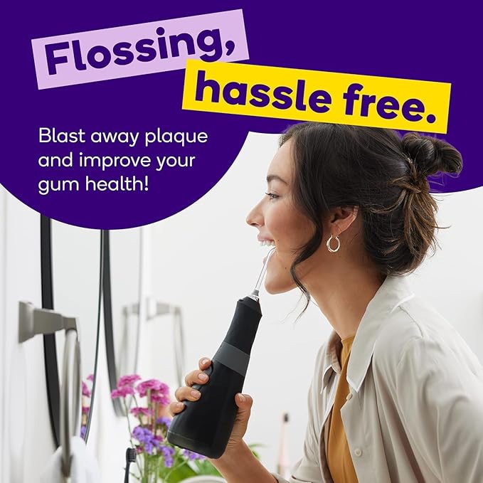 BURST Electric Water Flosser for Teeth Cleaning (3 Modes/White) | Cordless | Plaque Removal Between Braces &amp Dental Work | Portable Floss | Refillable 110mL Tank