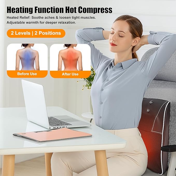Shiatsu Neck and Back Massager with HeatNeck Massager for Pain Relief deep Tissue3D Kneading Massage Pillow for BackShoulderLegGifts for MomDadWomen (Black)