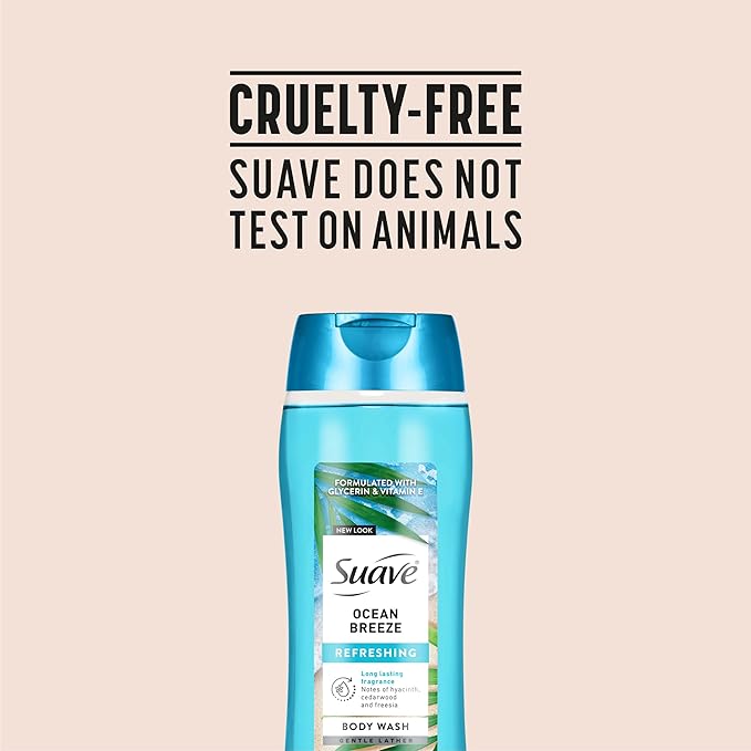 Suave Ocean Breeze Moisturizing Body Wash with Glycerin &amp Vitamin E Hydrating Formula For Soft Smooth Skin Long Lasting Fragrance 18 FL OZ 6 Count