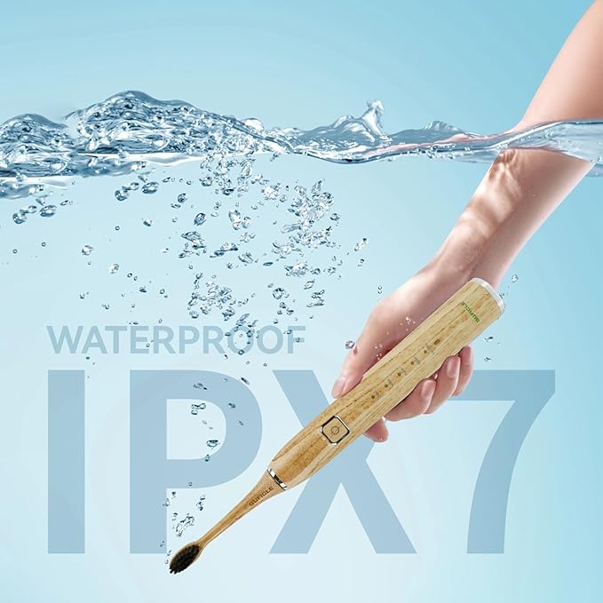 Bamboo Electric Toothbrush Sonic Electric Bamboo Toothbrush for Adults IPX7 Waterproof Rechargeable Toothbrush 5 Cleaning Modes 4 Bamboo Brush Heads Soft Bristle