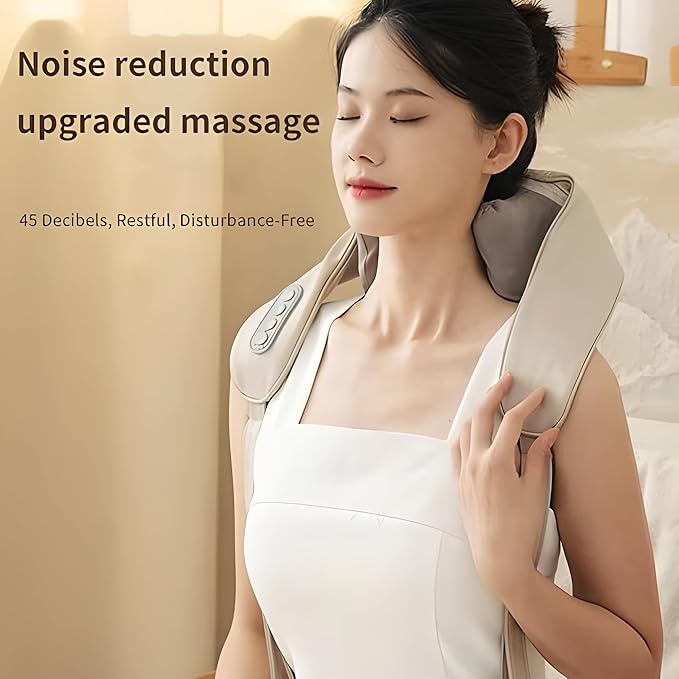 Virexo Neck and Shoulder Massager Shiatsu with Deep Kneading and Heat Cordless Relaxing Muscle Massage Beige