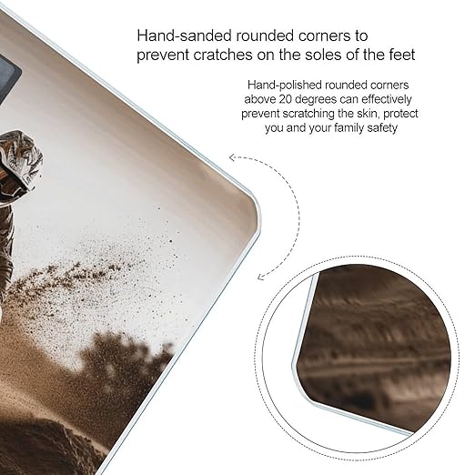 Motocross Bathroom Scale Rounded Smart Scale for Body Weight Automatic Power On/Off Weight Scales Accurate Bathroom Digital Scales for Pet Home Bedroom Kitchen