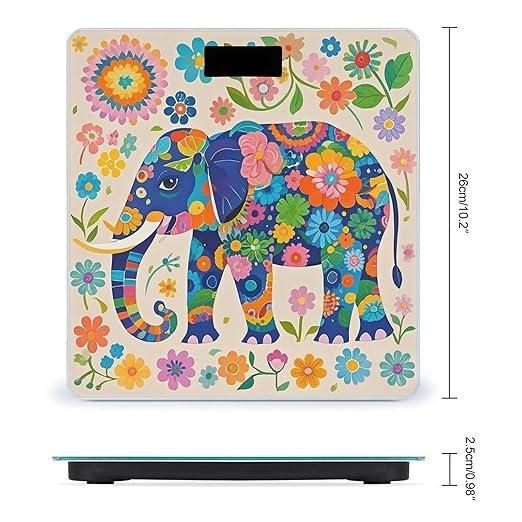 Colorful Flower Elephant Smart Scale for Body Weight Accurate Bathroom Scale with LED Display Digital Weight Scales Weighing Machine High Precision Scales for Bath Home