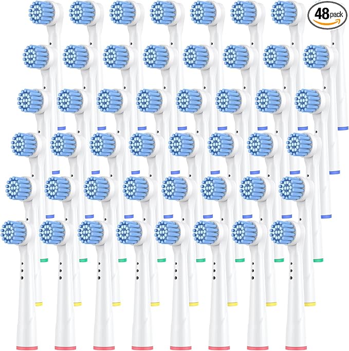 Safcare Sensitive Gum Care Replacement Brush Heads Pack of 48 Professional Electric Toothbrush Heads Compatible with Oral b Braun Electric Toothbrush (48 Pack)