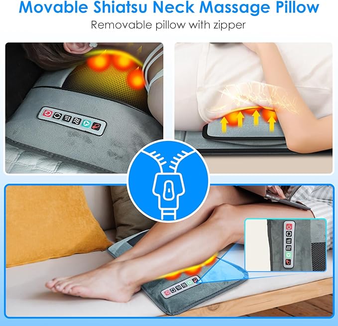 Full Body Massage Mat with Heat &amp Neck Lumbar Massager PillowMultifunctional Back Heated Mattress Pad with 10 Vibration Motors 3 Heating Pads &amp 9 Massage Modes for Neck Back Leg Pain Relief