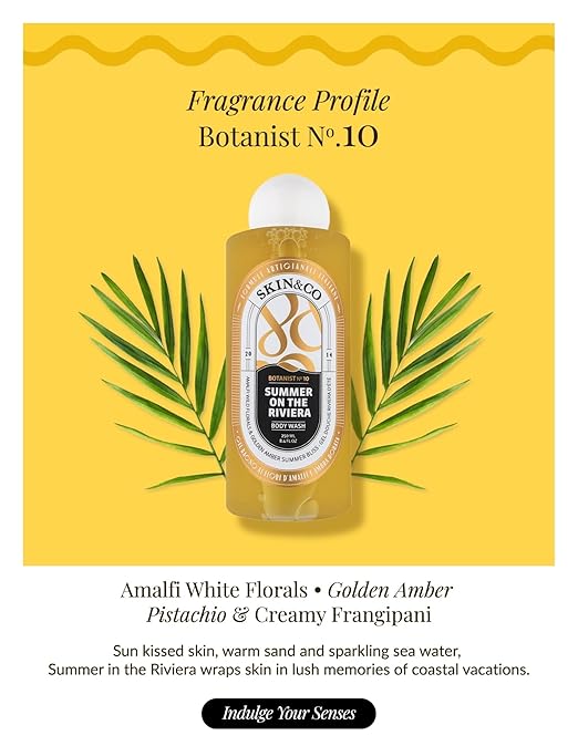 SKIN&ampCO Summer On The Riviera Body Wash 8.4 FL OZ | All-Natural Italian Cleanser for Women &amp Men | Refreshing Scent Gentle &amp Hydrating Formula | Made in Italy | Vegan &amp Cruelty-Free