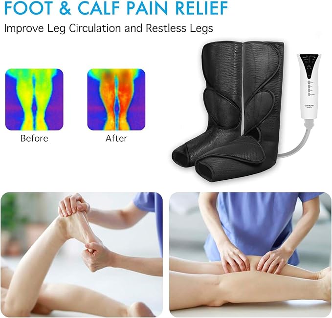 QUINEAR Leg Massager with Heat Compression Device for Legs Heated Compression Boots Foot Calf Massage Machine Foot and Leg Pumps Massager for Circulation and Pain Relief