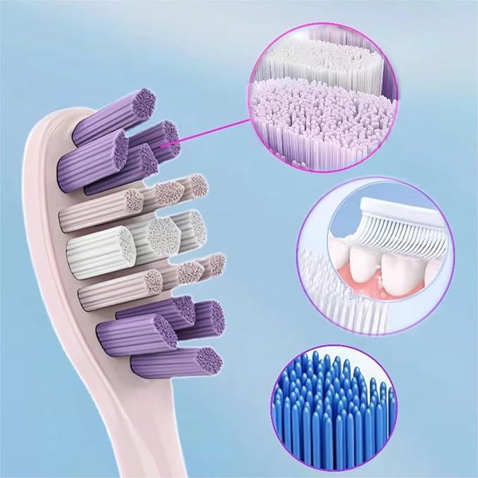Electric Toothbrush Replacement Brush Heads - Compatible for SEAGO S2/S5/S10/SK2(8 Pink Toothbrush Heads)