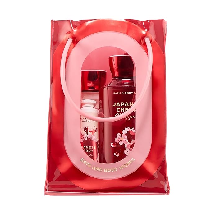 Bath &amp Body Works Japanese Cherry Blossom Gift Set with Body Wash Fine Fragrance Mist Lotion &amp Hand Cream – Personal Care Collection for Gifting or Individual Use Iconic Floral Scent - 1 P