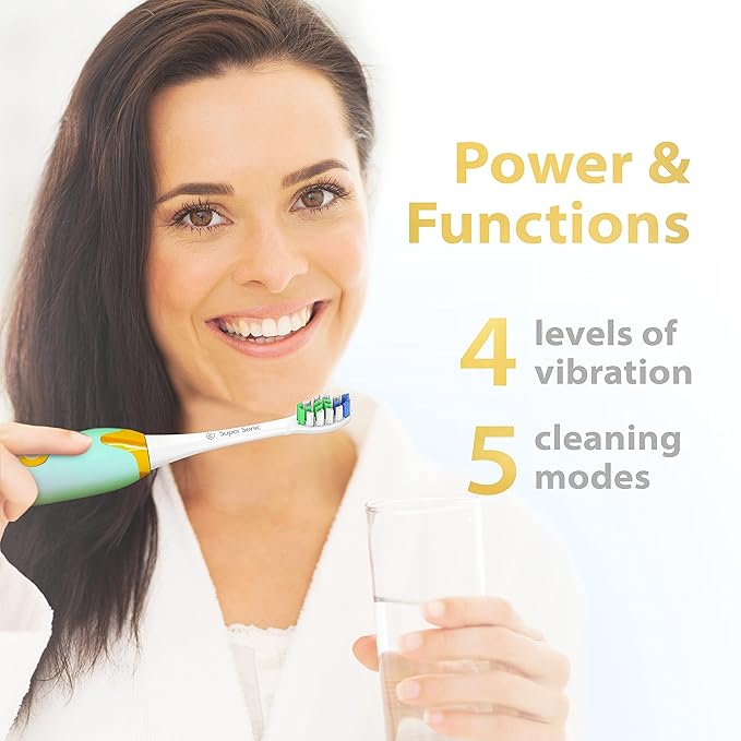 Wagner Stern Ultrasonic Toothbrush with Pressure Sensor Peach/Blue Battery Powered Unisex-Adults