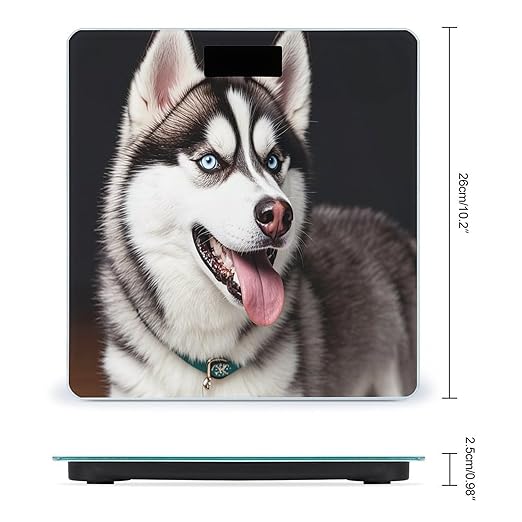 Cute Husky Dog Scale for Body Weight Accurate Digital Bathroom Scale Toughened Glass High Precision Scales Smart Weight Scales with Large LCD Backlight Display Weighing Machine