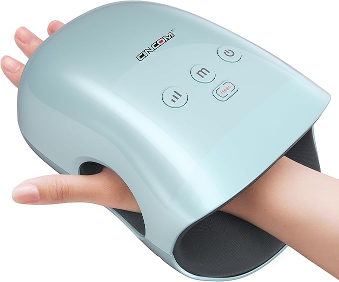 CINCOM Gifts for WomenHand Massager with Heat and Compression for ArthritisPain Relief &amp Finger Numbness(Blue)