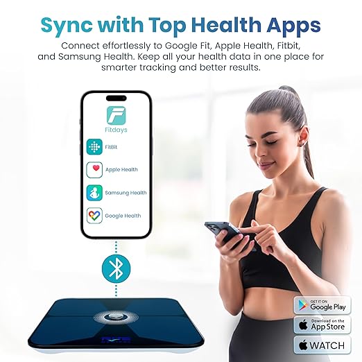 Smart Weight Scale for Body Weight with Mobile App | Tri-Color Breathing Light | Digital Weight Scale for BMI Body Composition Muscle &amp More