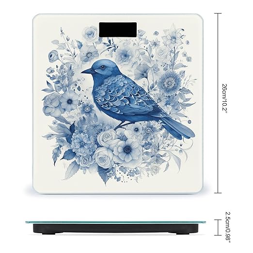 Bluebird and Flowers Scale for Body Weight Smart Scales Digital Bathroom Scale High Precision Weighing Scales with Large Display Weighing Machine for People