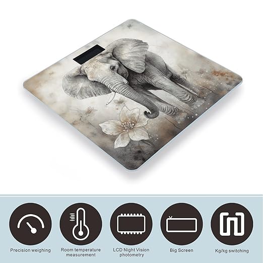 Animals Cute Elephant Scale for Body Weight Accurate Digital Bathroom Scale Toughened Glass High Precision Scales Smart Weight Scales with Large LCD Backlight Display Weighing Machine