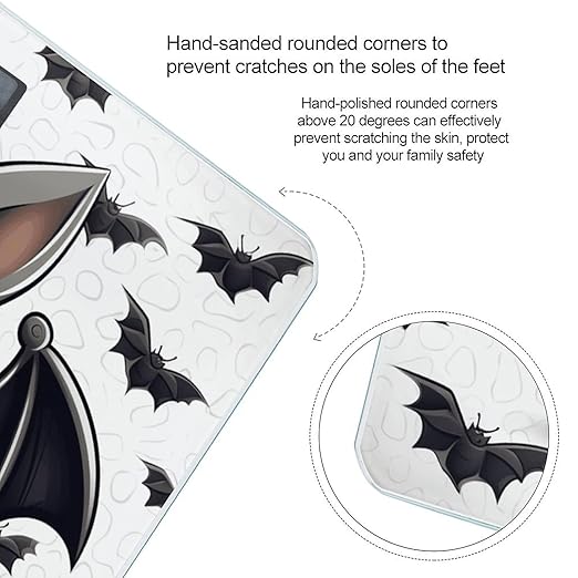 Cute Bat Bathroom Scale Large LCD Backlight Display Digital Scale Rounded Corners Body Scales Automatic Power On/Off Bathroom Scales for Home Bedrooms