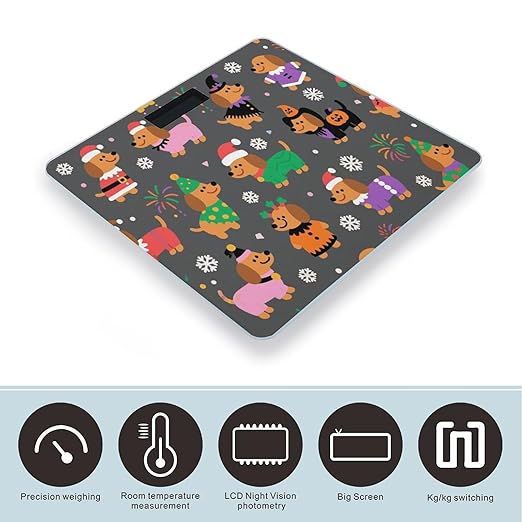 Dachshund Dog Weight Scale Cute Bathroom Scale for Body Highly Accurate Digital Weighing Machine for People Compact LCD Display Scales with Sturdy Toughened Glass Scales