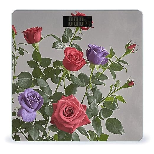 Red and Purple Roses Scale for Body Weight Digital Bathroom Scale Accurate Smart Weight Scales with Large Display Weighing Machine High Precision Scales