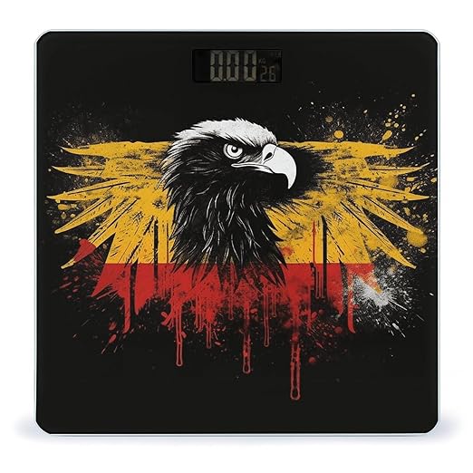 Germany Flag Eagle Digital Bathroom Scale for Body Weight Weighing Scale with Backlit LCD Display High Precision Measurements &amp Measures Weight Up to 180kg