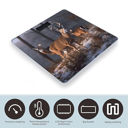 Deers Bathroom Scale Rounded Smart Scale for Body Weight Automatic Power On/Off Weight Scales Accurate Bathroom Digital Scales for Pet Home Bedroom Kitchen