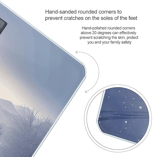 Winter Skiing Bathroom Scale Rounded Smart Scale for Body Weight Automatic Power On/Off Weight Scales Accurate Bathroom Digital Scales for Pet Home Bedroom Kitchen