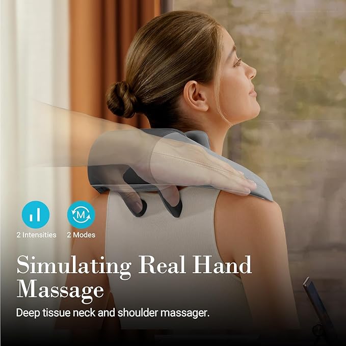 Neck Shoulder Massager with Heat - FSA Eligible 4D Expert Deep Tissue Kneading Massager Rechargeable Massage for Neck Shoulder Traps and Back Pain Relief