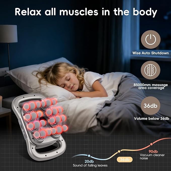 FAHKNS 24 Head Massage Gun Deep Tissue Percussion Massager - Electric Handheld Back Massager for Pain Relief 9 Modes 9 Intensities Full Body Muscle Relaxation Tool