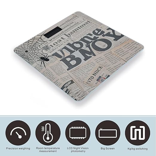 Black Spider Web Bathroom Scale for Body Weight LCD Display Digital Bathroom Scale Tempered Glass Bathroom Weight Scales Fashion Smart Scales for Home Bedroom 400 Lb