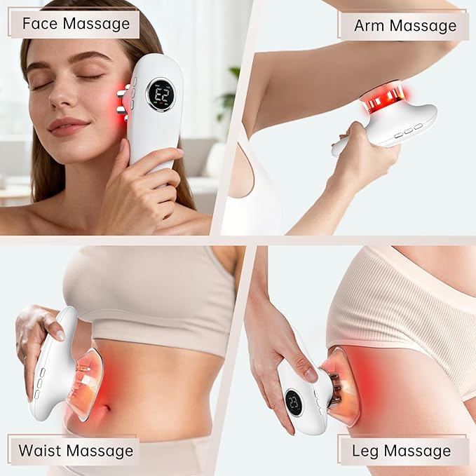 4 in 1 Body Sculpting Machine-Lymphatic Drainage Massager with 4 Adjustable Functions:HeatingCuppingRed Light &amp Massage for Belly Waist Arms Legs and Face