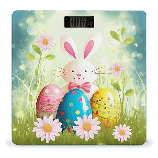 Spring Happy Easter Holiday Scale for Body Weight Sturdy Tempered Glass Weighing Scales with LCD Display Accurate Digital Bathroom Scale Convenient Body Fat Smart Scales 400lb