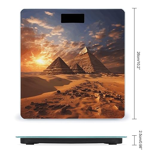 Egyptian Pyramids Scale for Body Weight Highly Accurate Digital Bathroom Scale Sturdy Tempered Glass Weighing Scales with LCD Display Fashion Body Fat Smart Scales 400lb