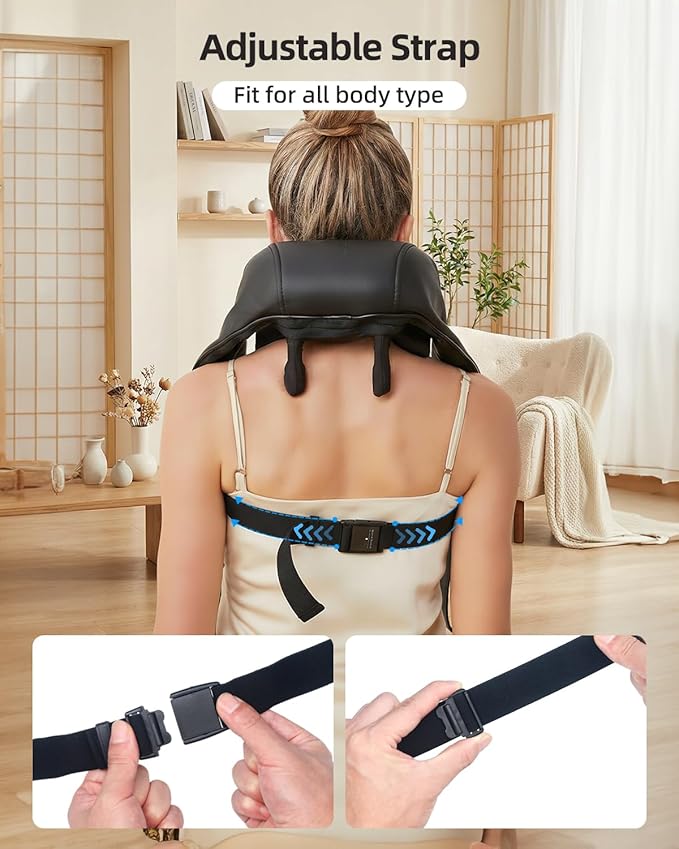 Neck &amp Shoulder Massager with Heat 6D Deep Tissue Shiatsu Kneading for Neck Shoulders &amp Upper Back Hands-Free Relief After Work