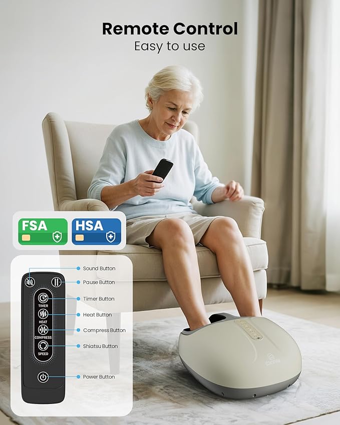 COMFIER Shiatsu Foot Massager with HeatCompression Kneading &amp Rolling Electric Feet Massager for Plantar Fasciitis Foot Warmer Size Up to 15 Gift for Men Women