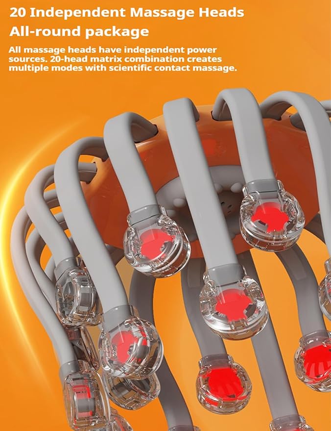 Head Massager Official Anti-Stress Massager for Migraines with 5 Modes &amp 3 Levels Adjustable 360° Cordless Touch Scalp Massager for Stress Relax &amp Sleep Aid (Black 10Heads)