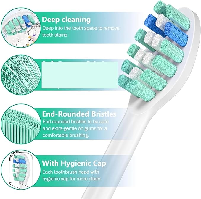 16Pcs Replacement Toothbrush Head BrushCompatible for Care C2(16pcs Green)