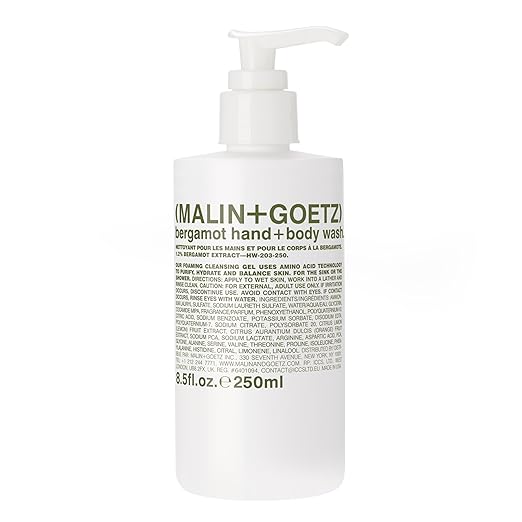 MALIN+GOETZ Hand + Body Wash | Gentle Foaming Cleanser with Botanical Extracts and Amino Acids | Hydrating pH-Balanced Unisex Scent | Vegan &amp Cruelty-Free (Eucalyptus Bergamot Rum Cannabis)