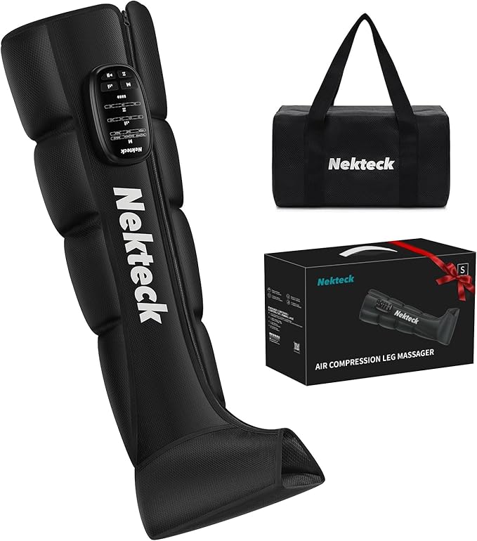 Nekteck Full Leg Compression Massager for Pain and Circulation Portable Compression Boots for Athletes with 6 Modes &amp 4 Intensities Gifts for Mom Dad Men Women (Single Unit)-Small