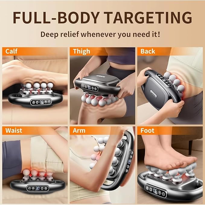 Msg - 16 Heads Deep Tissue Percussion Massager Anti Fatigue Device Red Light Quiet Therapy - Muscle Massage Gun for Back Shoulders Legs and Body Muscle Pain Relief