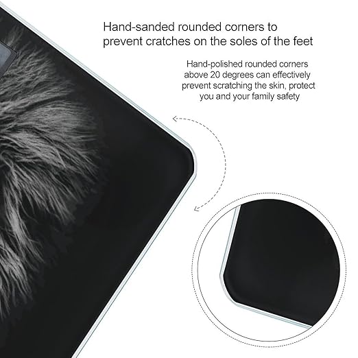 Black and White Lion Head Bathroom Scale Automatic Power On/Off Body Scales LCD Backlight Display Square Digital Scale Rounded Corners Bathroom Scales for Home Bedrooms