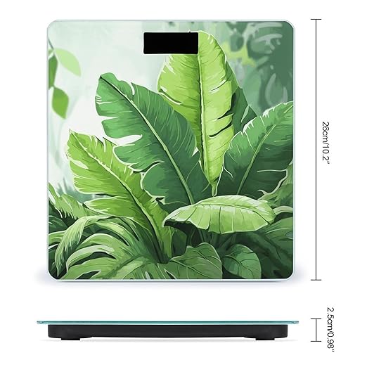 Cute Banana Leaves Scale for Body Weight Accurate Digital Bathroom Scale Toughened Glass High Precision Scales Smart Weight Scales with Large LCD Backlight Display Weighing Machine