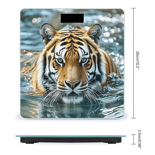 Tiger Swims in The Water Scale for Body Weight Digital Bathroom Scale Accurate Smart Weight Scales with Large Display Weighing Machine High Precision Scales