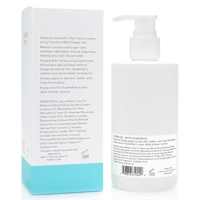 PURE FIJI Coconut Milk Shower Gel White Gingerlily (9.47 Fl. Oz /280ml)